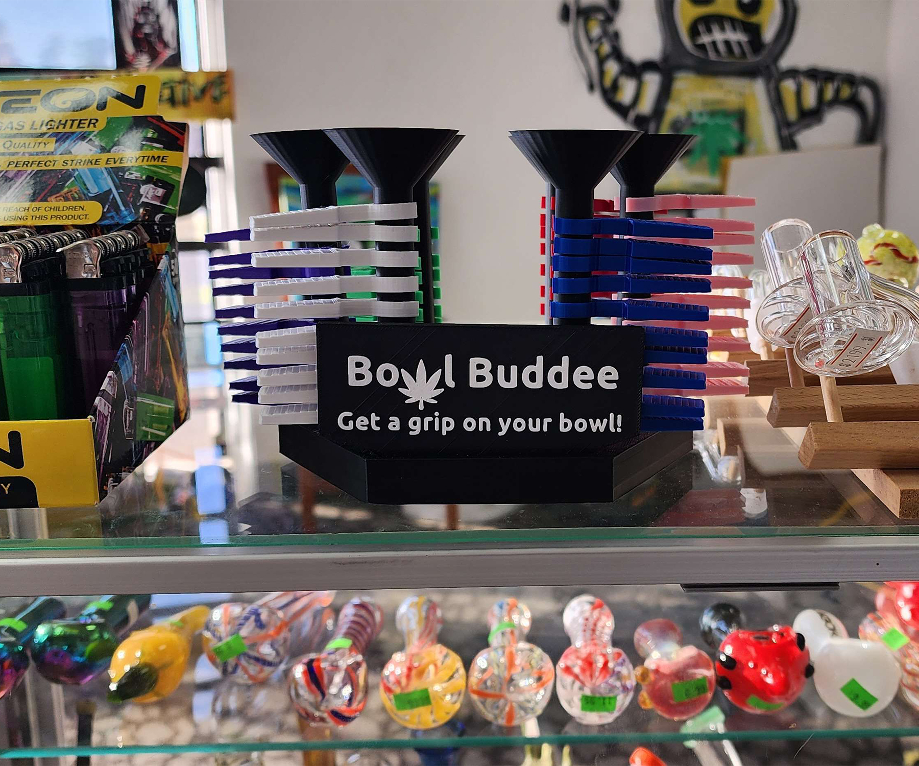 Bowl Buddee retail display at dispensary